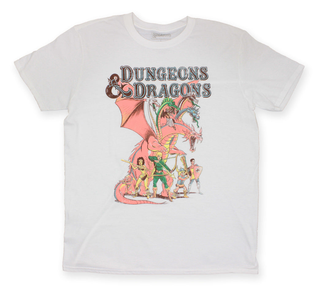 Dungeons and Dragons RPG Game Fantasy T-Shirt Tee White Vintage Style WOTC