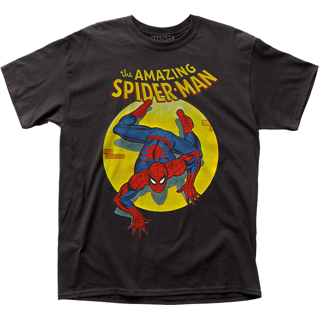 The Amazing Spider-Man Spiderman Spotlight Crawl T-Shirt Graphic Tee Black Vintage Style