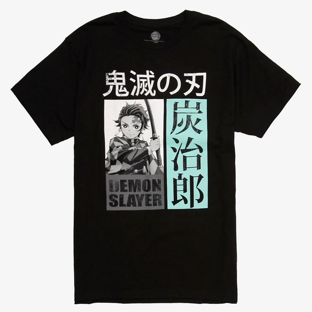 Demon Slayer Tanjiro T Shirt Graphic Tee Anime Kimetsu No Yaiba Black Japanese Animation Movie