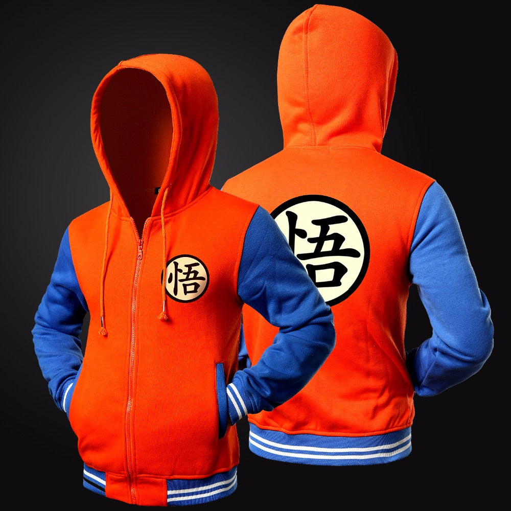 Dragon Ball Z Goku Kame Symbol Orange Varsity Hoodie Jacket