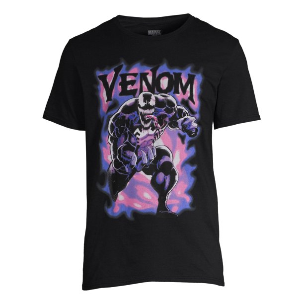 Venom Marvel Comics Purple Smoke Black T-Shirt Graphic Tee Spiderman