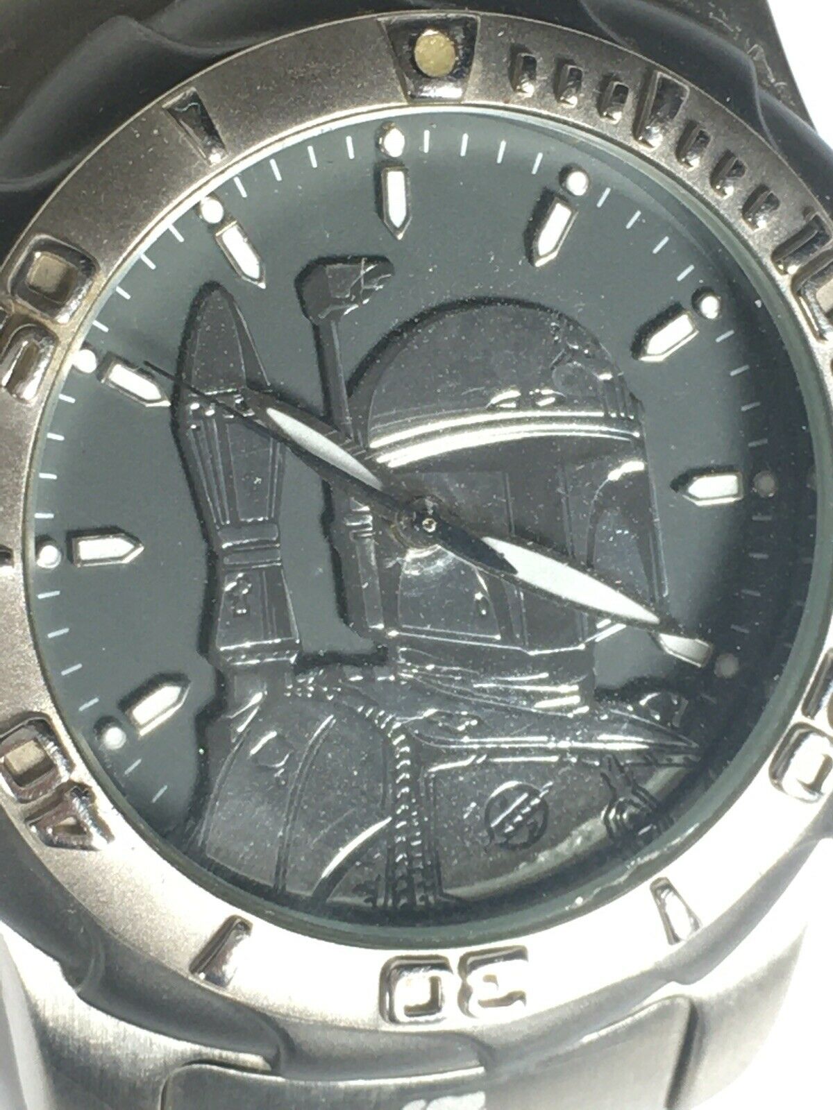 2002 Boba Fett Mandalorian FOSSIL Silver Watch STAR WARS Limited Edition