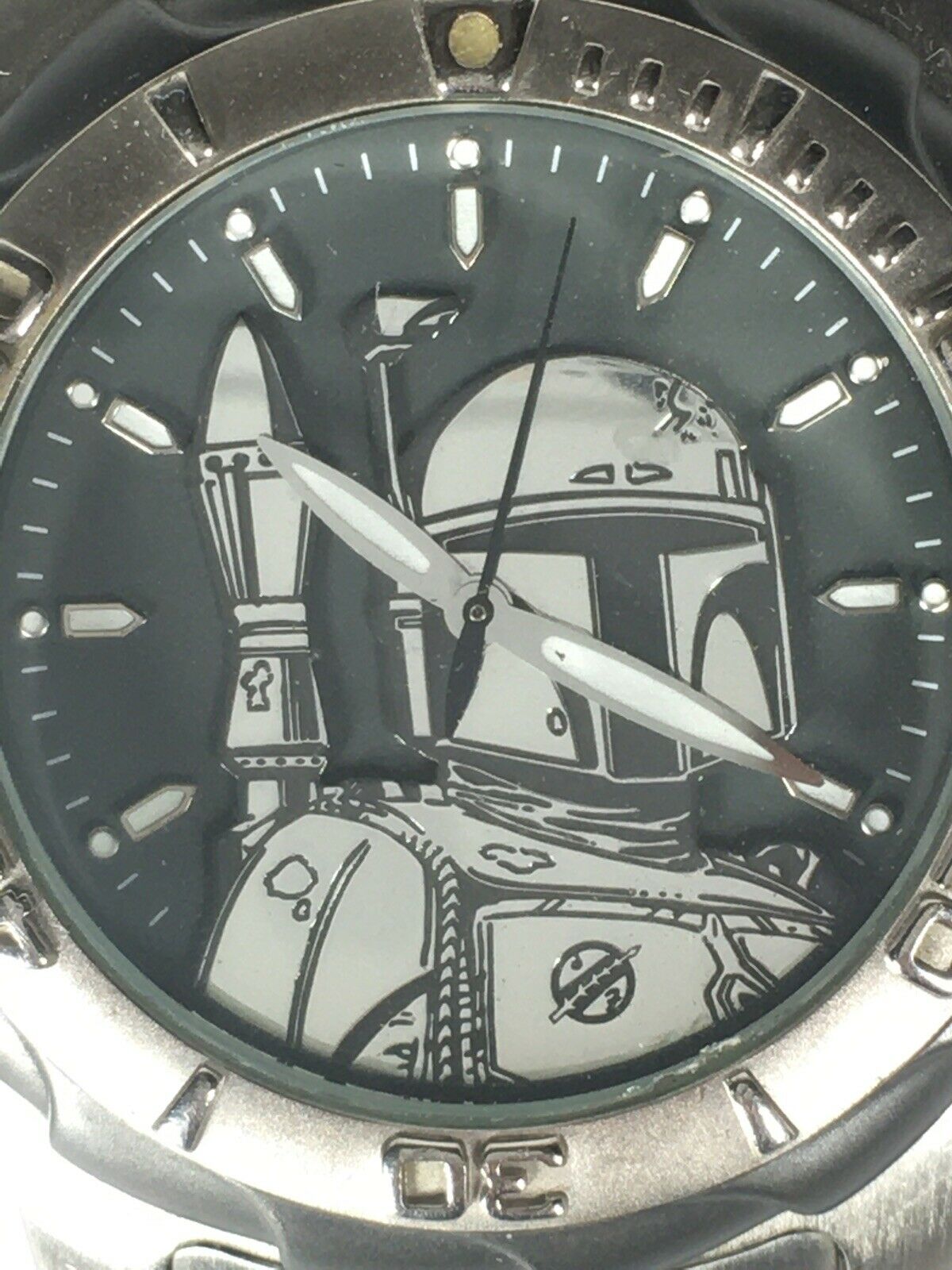 2002 Boba Fett Mandalorian FOSSIL Silver Watch STAR WARS Limited Edition