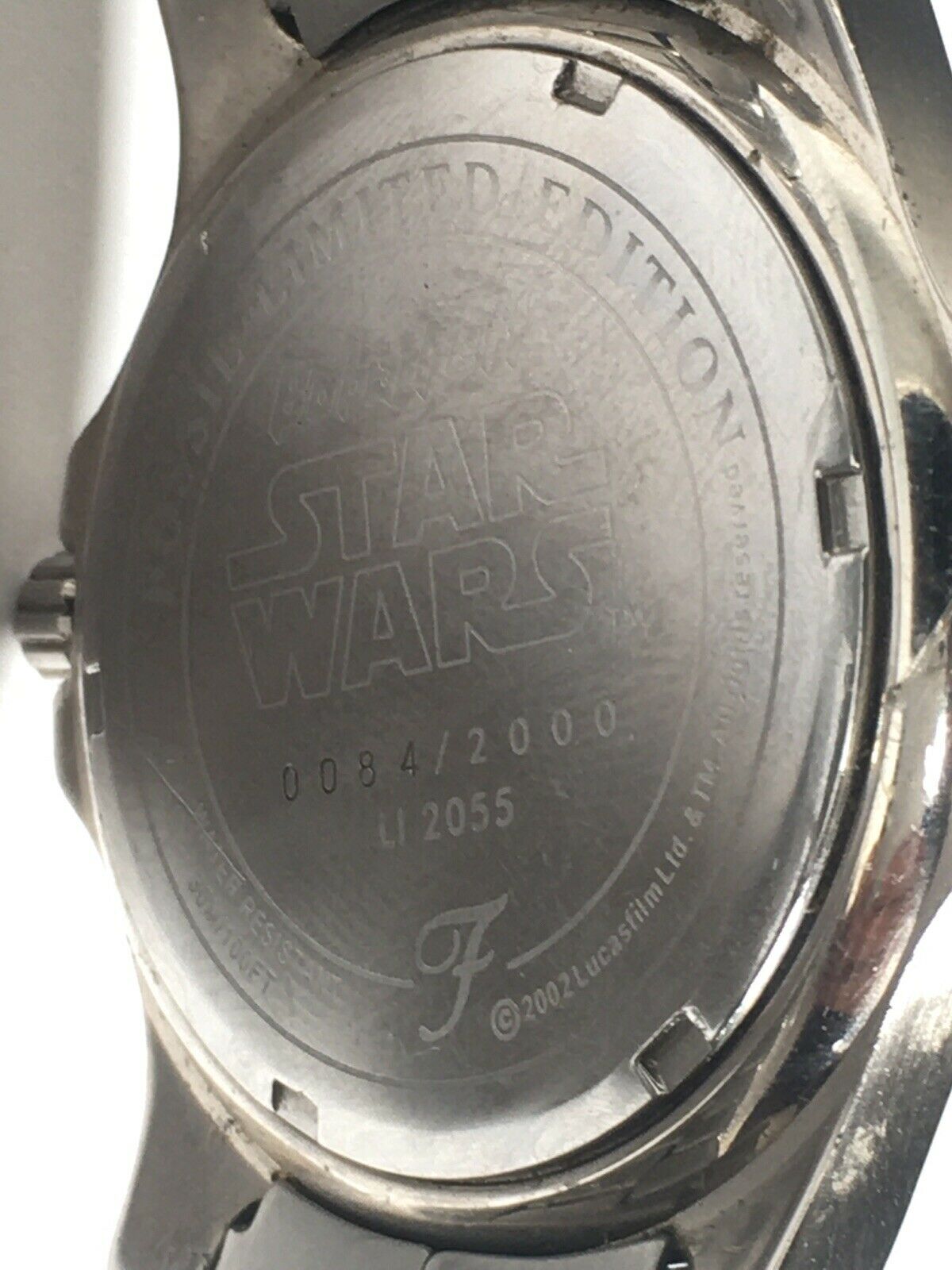 2002 Boba Fett Mandalorian FOSSIL Silver Watch STAR WARS Limited Edition